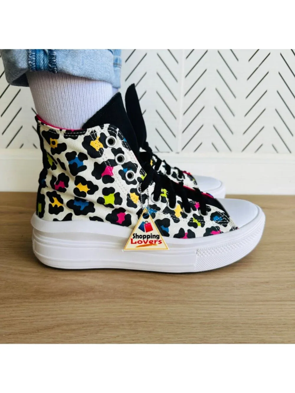 ❤️Converse All Star Ctas Move Hi Kids Shoes 5.5 Platform Leopard Sneaker 272376C